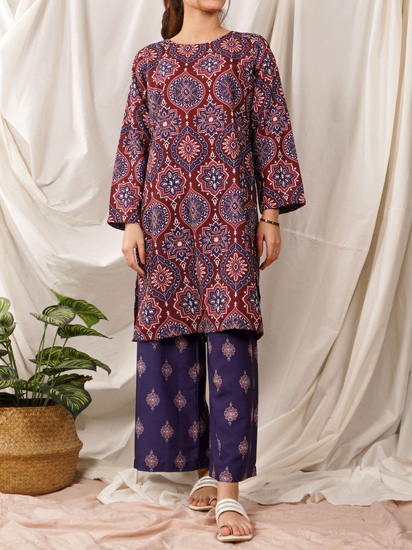 Aubergine Printed Suit - 55069