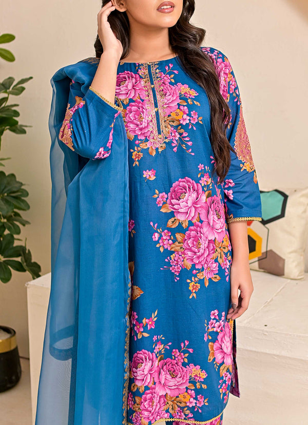 Blue Embroidered 3 pc - 50133