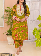 Green Khaddar Tye and Dye Embroidered 2 pc - 55012