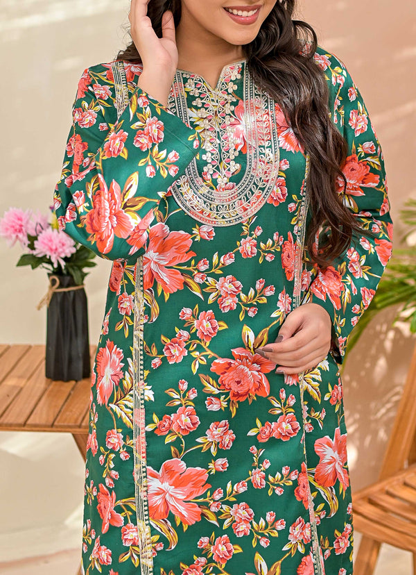 Green Embroidered 2 pc - 50134