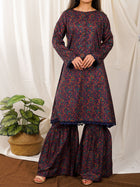 Navy Digital Printed Gharara 2 pc - 55091