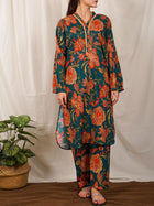 Teal Orange Printed 2 pc - 50108