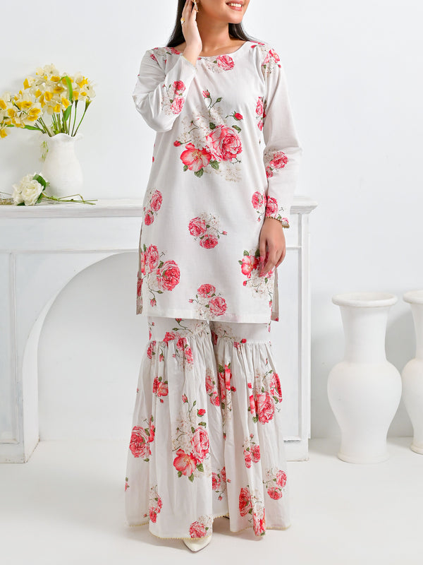 White Printed 2 pc - 50139